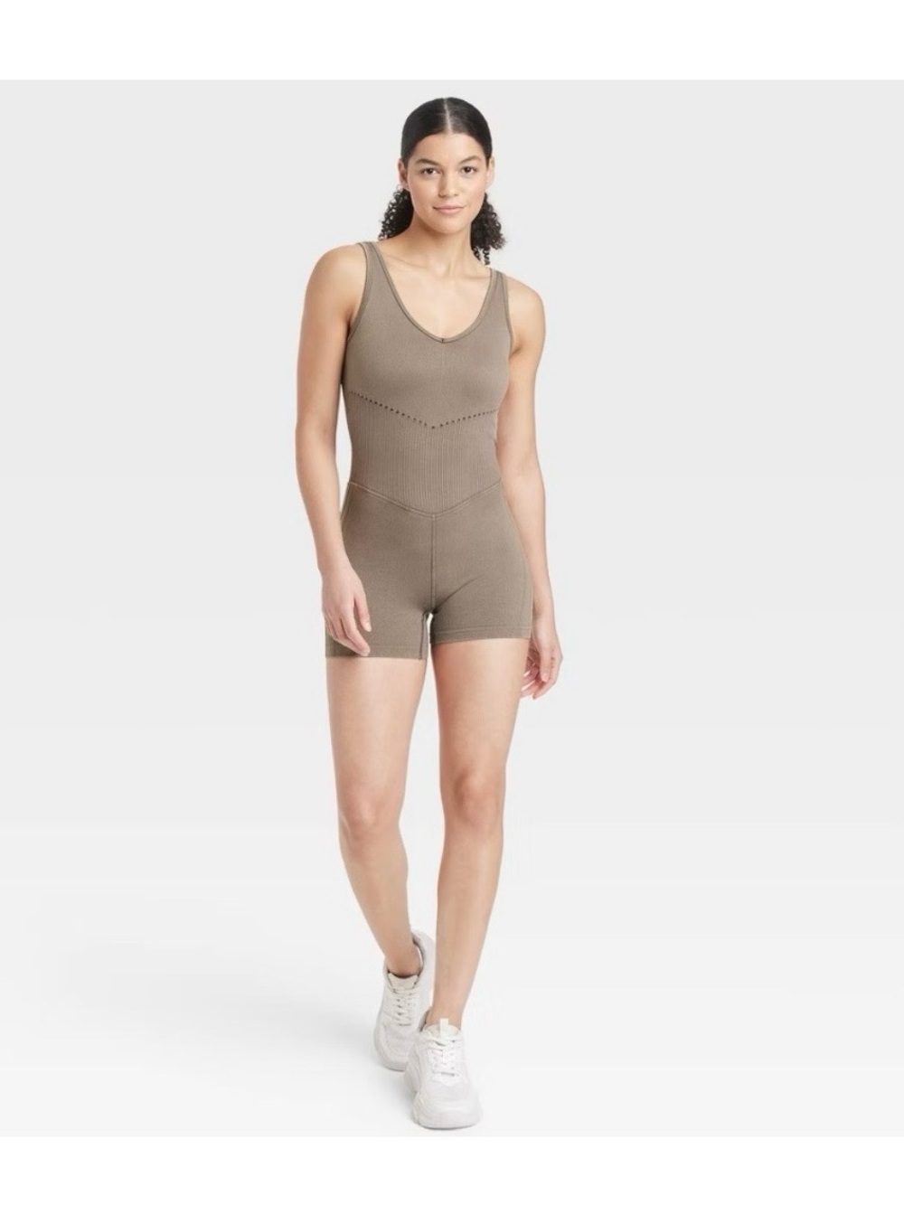 JoyLab Seamless Sculpting Tank Romper - Taupe